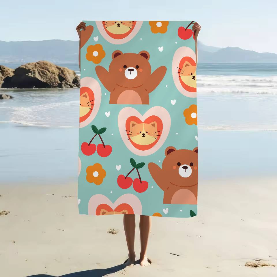 Cartoon Animal Patterns Beach Towel Colorful Bath Towels For Girl Microfiber Quick Dry Sand Free Beach Yoga Spa Gym Pool