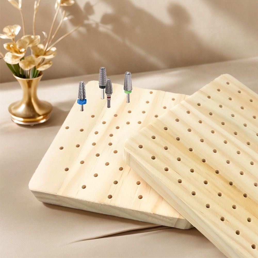 2Pcs Square Wooden Polishing Head Storage Board Save Space Nail Tools Storage Stand  Manicure Tools
