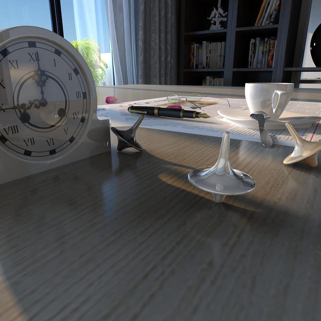 Spinning Top Accurate Metal Spinner Top Desktop Gyro Toys Little Fidget Toys (Silver,Gold, Black)