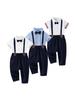 Boys' Spring/Summer First Birthday Outfit - Short-Sleeved Shirt & Long Overalls