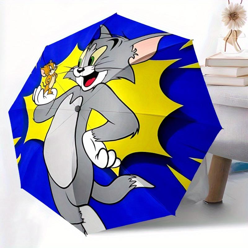 1pc Tom, Jerry Automatic Open/close, Portable Folding Umbrella for Women & Men,Compact Parasol,, Durable Frame Yy250809190