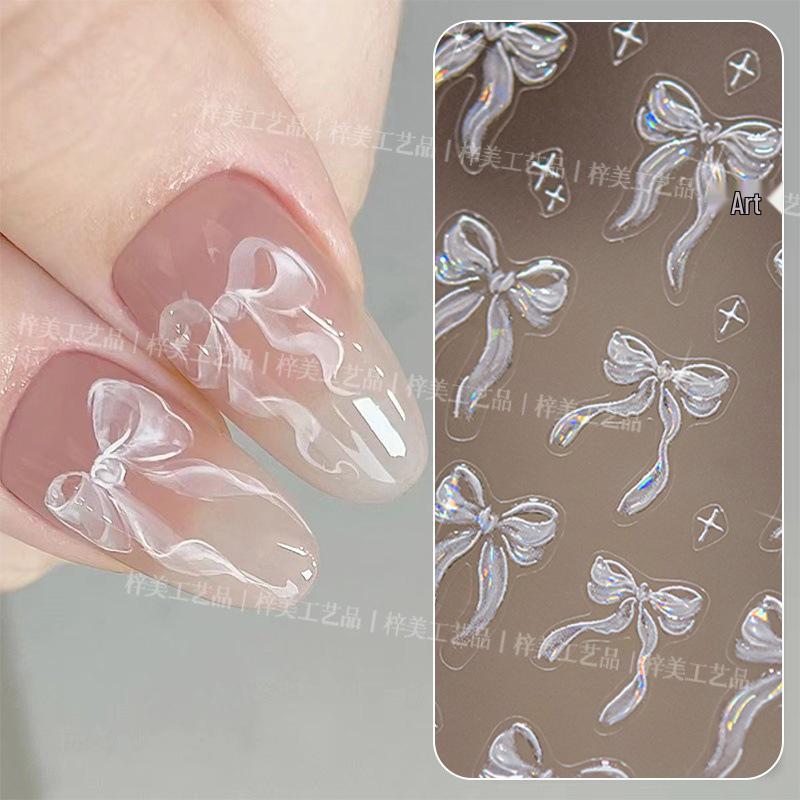 

Fairy Ribbon Bow 3D Embossed Aurora Nail Art Stickers