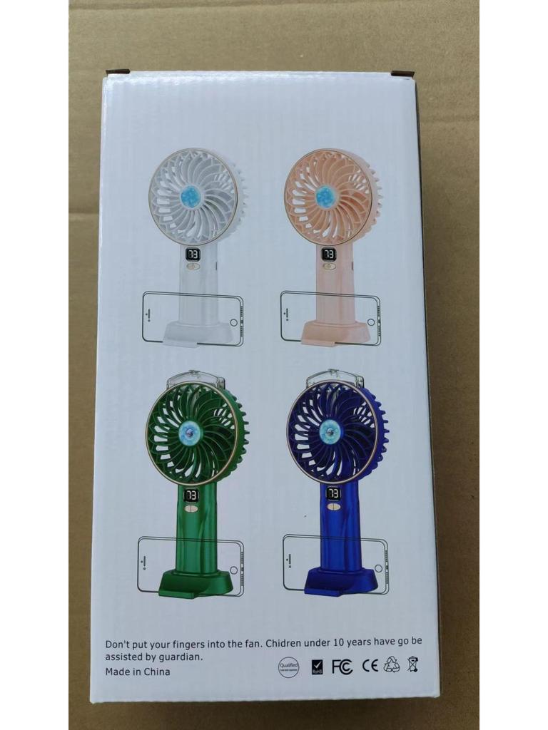 Handheld/Desk Mist Cooling Fan with Digital Display & Silent, Brushless Operation