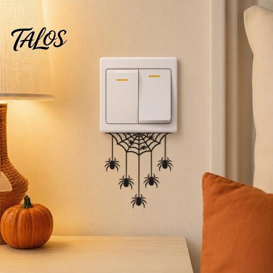 Talos Halloween Spider Web Light Switch Sticker, Upside Down Decal, Removable Decals, PVC Waterproof Wall Art for Home Bedroom Living Room Entrance