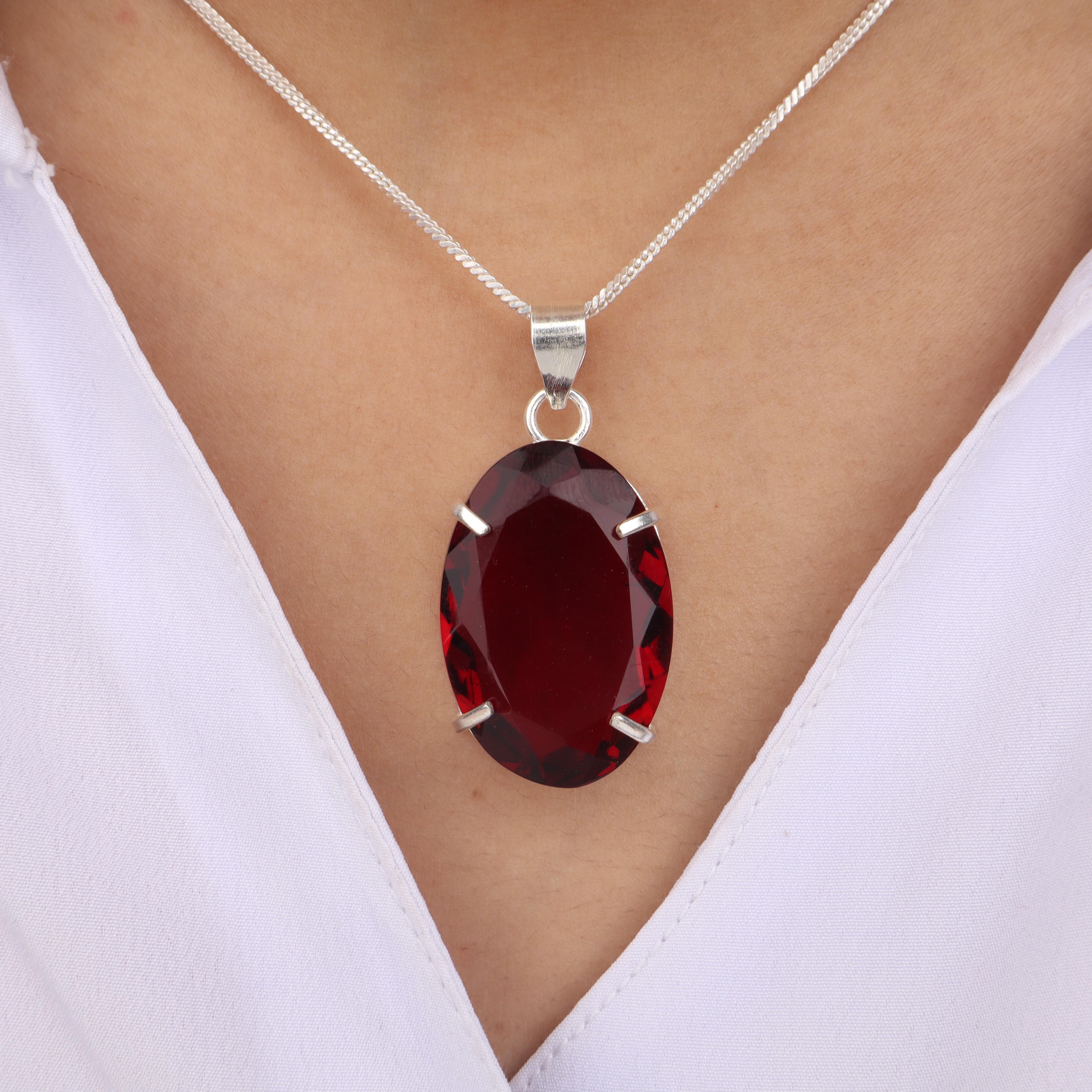 

Mozambique Garnet Gemstone Silver Pendant, 925 Sterling Silver Handmade Pendant For Women, Gift For Her PP-64-10
