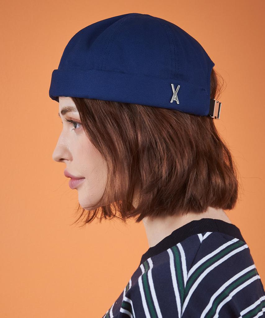 Bajal Twill Metal Buckle Watch Cap Navy
