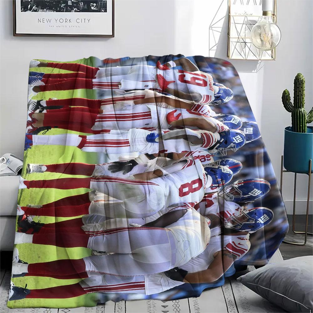 Giants Players Printed Flannel Blanket, Soft Throw for Bedroom Sofa, Washable, Fan Merchandise, Great Gift.