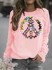 Women's Hippie Floral Print Round Neck Hoodie