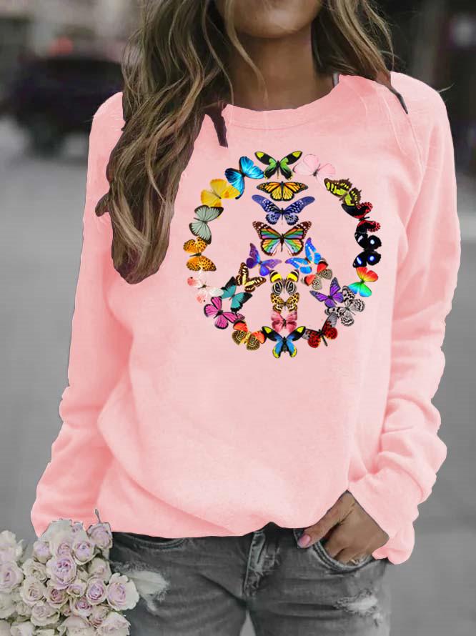 Women's Hippie Floral Print Round Neck Hoodie