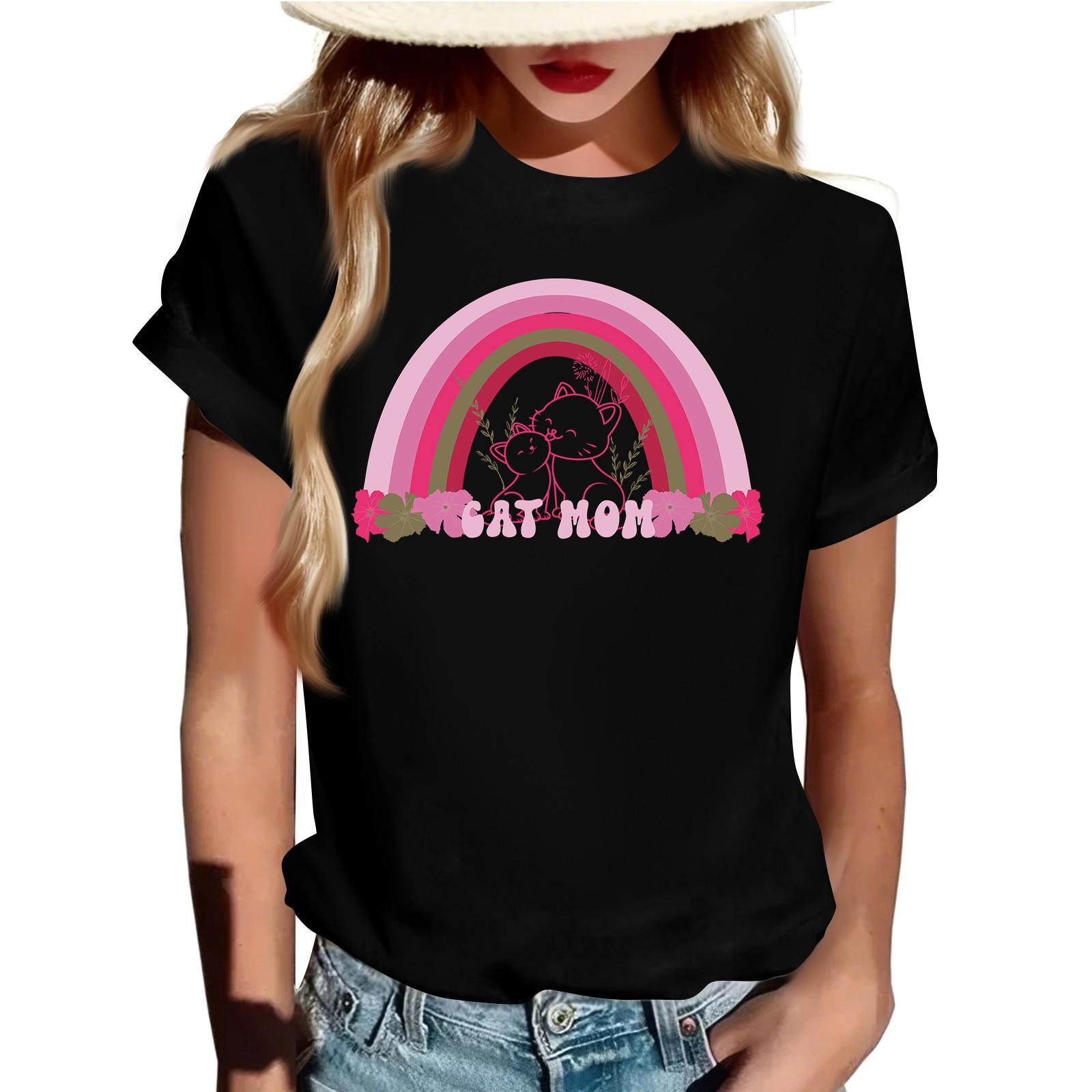 

Взрослые Повседневные Ежедневные Круглый вырез с принтом Короткие рукава Футболка Топ с буквами L чёрный