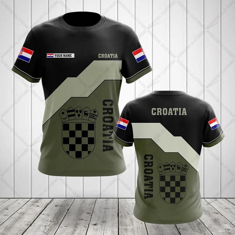

Футболки по индивидуальному заказу с эмблемой Хорватии и черепом, летние повседневные футболки для мужчин, женщин и детей, уличная одежда большого размера, топы с короткими рукавами M