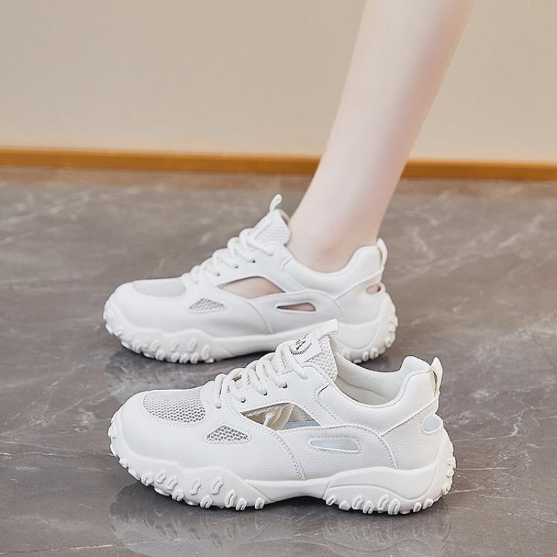 

Mesh breathable dad shoes summer new versatile casual sports women s shoes lace-up hollow bag head sandals 35 бежевый