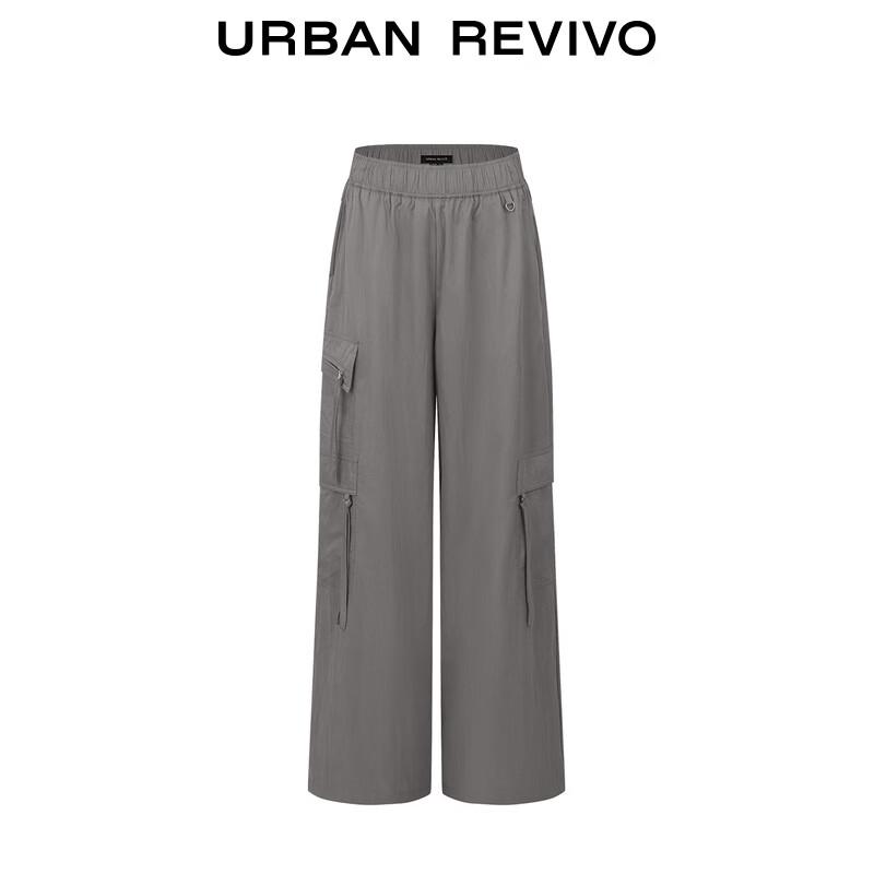 Women's Multi-Pocket Elastic Waist Wide-Leg Pants