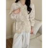 Heavy industry three-dimensional flower knitted cardigan autumn and winter new crochet hollow waist thin sweater jacket top