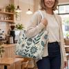 Vintage Floral Print Shoulder Bag Casual Daily Tote Bag for Women Fashion Large Capacity Handbag for Shopping Travel Commute