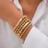 5Pcs/Set Punk Vintage Gold Color Round Beads Bracelets for Women Exaggerated Big Ball Elastic Charm Bangles HipHop Party Jewelry