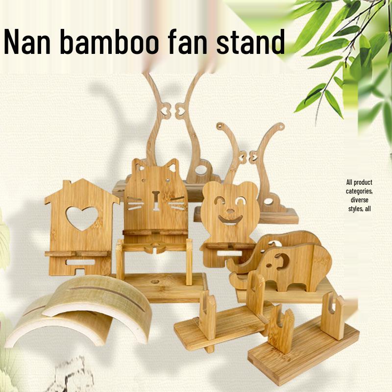 Chinese Bamboo Wood Fan Stand: Ancient-Style Round Fan Holder for Bridal or Palace Fans