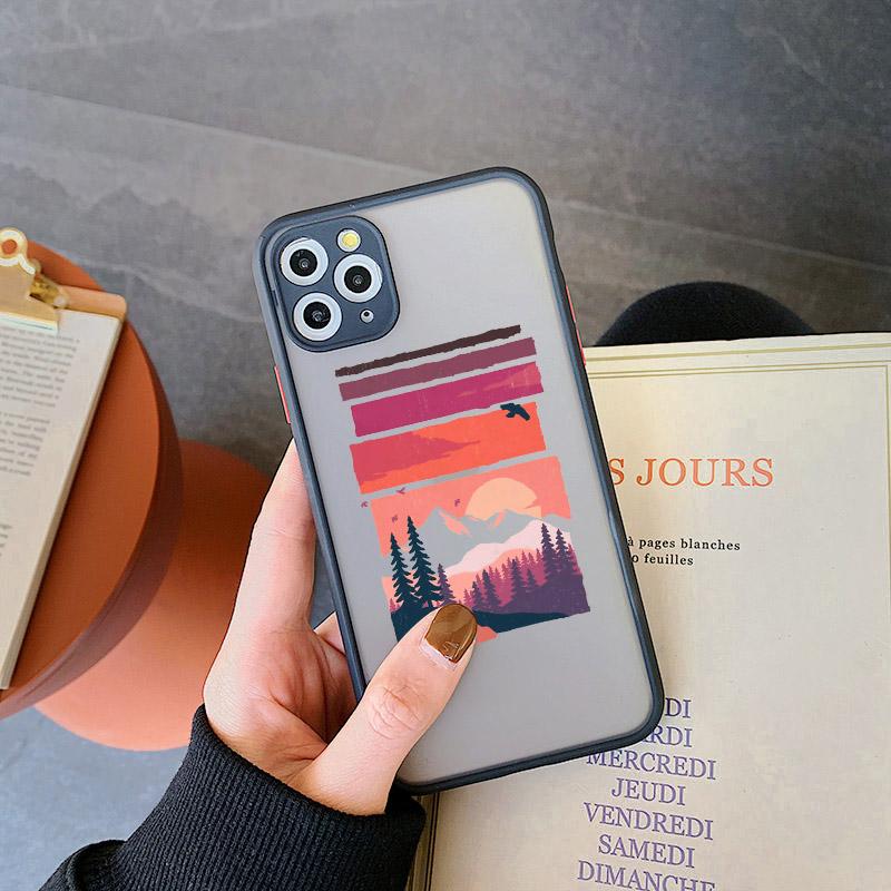Mountain Tree Sunset Phone Case For iPhone 7 8 Plus SE2 For Iphone X XR Xs Max 16 11 12 13 14 15 Mini Pro Max Shockproof Cover