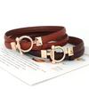 Metal Simple Circular Buckle Women Slim Waist Belt Without Punching Holes