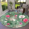 1 Stück Blumenmuster rutschfester runder Teppich für Boden, Büro, Familie, Schlafzimmer, Teppich für große Flächen, Teppich für Innenbereiche, Langlebiges Polyester-L0345
