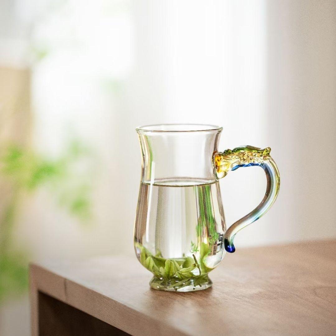 Fragrant Butterfly Pink Glass Tea Cup - Elegant, Heat-Resistant Design for Home or Office. ml