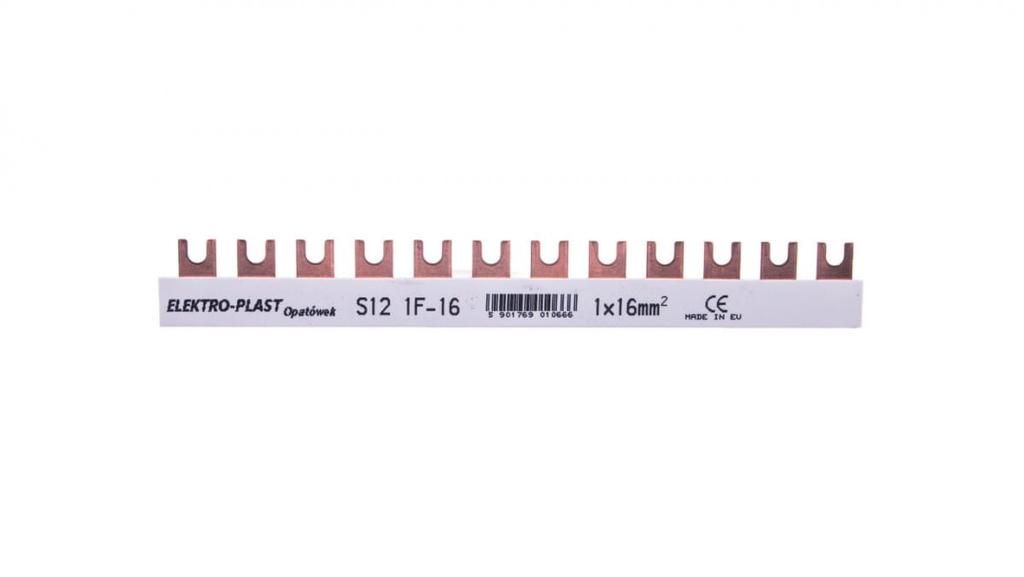 Connection busbar 1P 80A 16mm2 fork (12 modules) 1F S12 1F-10 45.121
