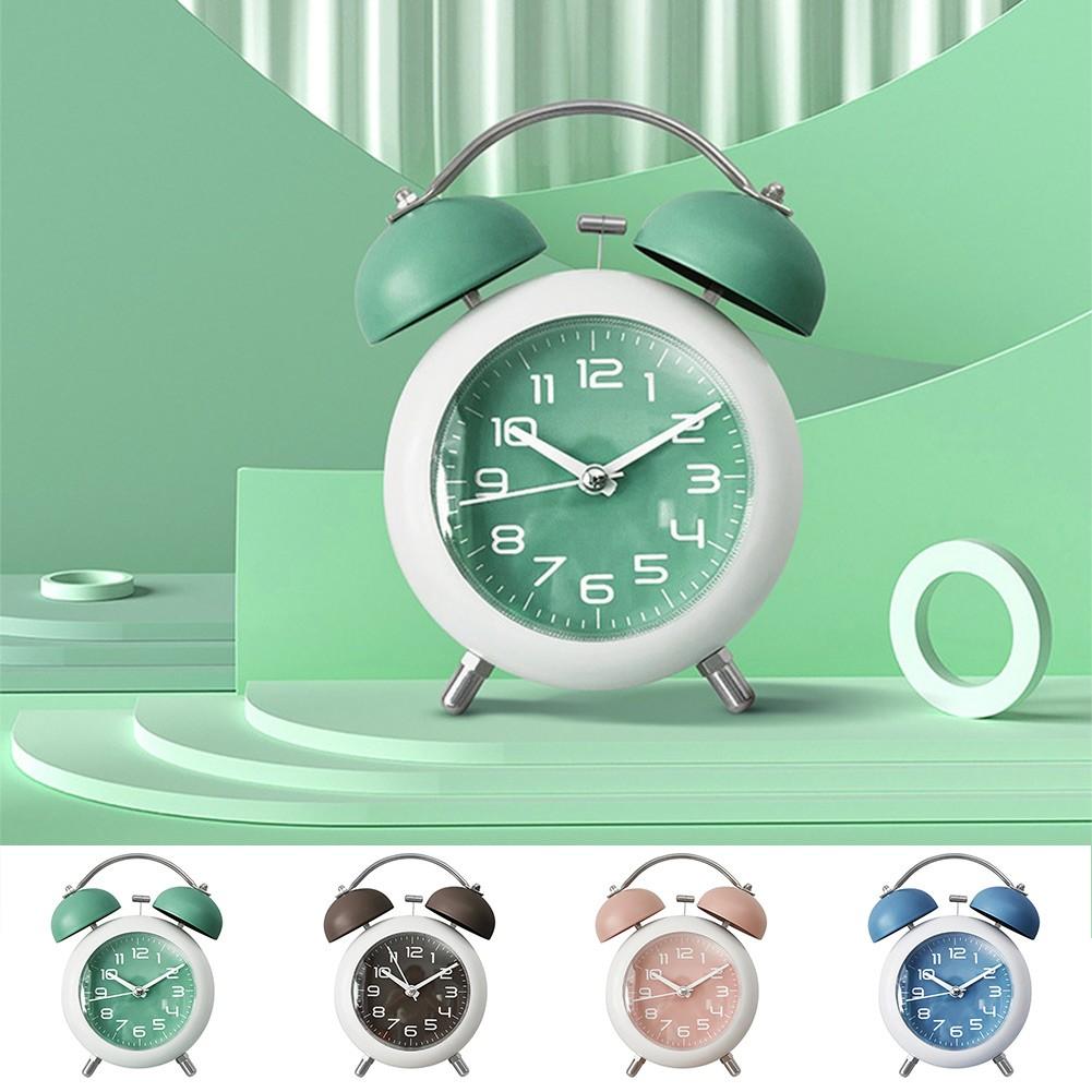 Twin Bell Vintage Metal Alarm Clock with Night Light for Dormitory  for Home Office