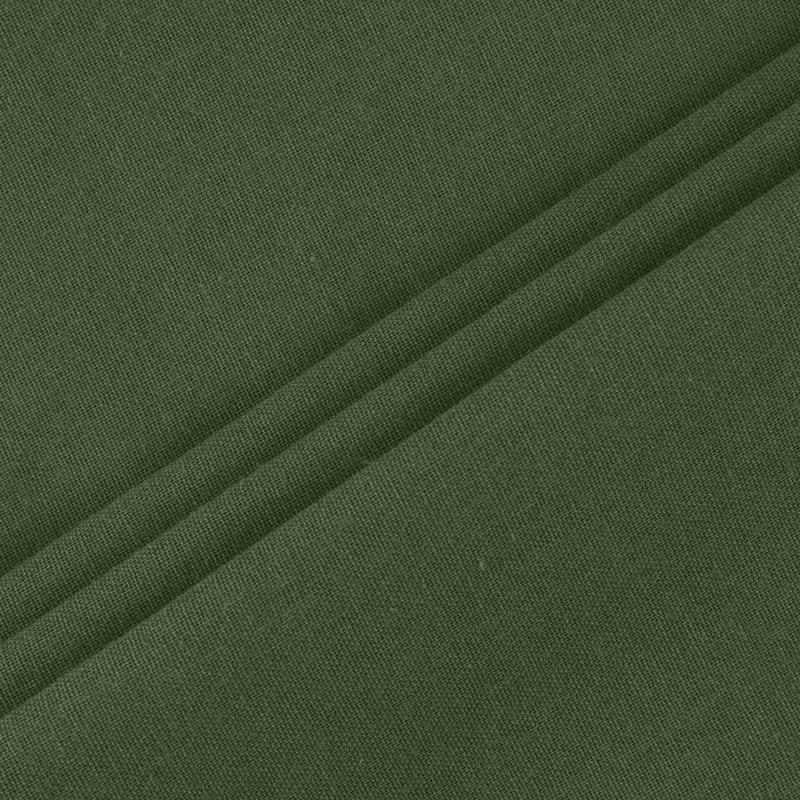 Women Summer Solid Color Cotton Linen Retro V-Neck Short Sleeve Dress Lightweight Breathable Dress