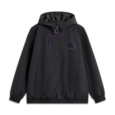 Li-Ning Comfortable Casual Simple Loose Zipper Hooded Letter Windbreaker Jacket Men Jackets Black AFDV773-4