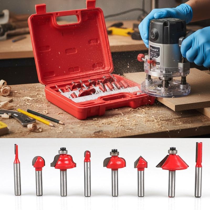 15-teiliges legiertes Stahl-Oberfräser-Bit-Set mit 1/4" Schaft für präzise Holzbearbeitung und Kantenprofilierung, Möbelbauprojekte