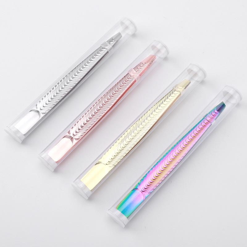 Stainless Steel Eyebrow & Beard Tweezers for Shaping, Plucking, and False Eyelash Application
