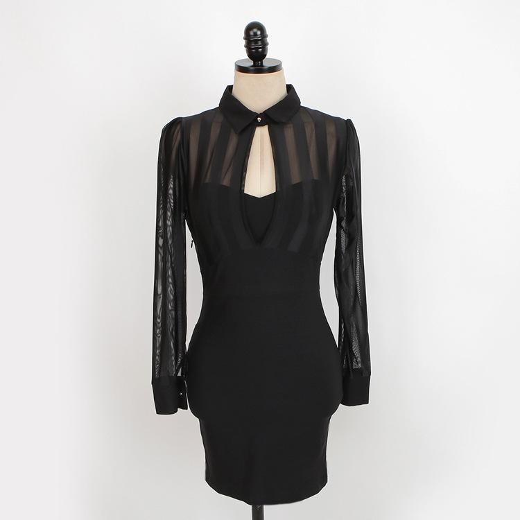 Chamsgend женское блестящее полупрозрачное сетчатое лоскутное тонкое рабочее платье с длинными рукавами S
