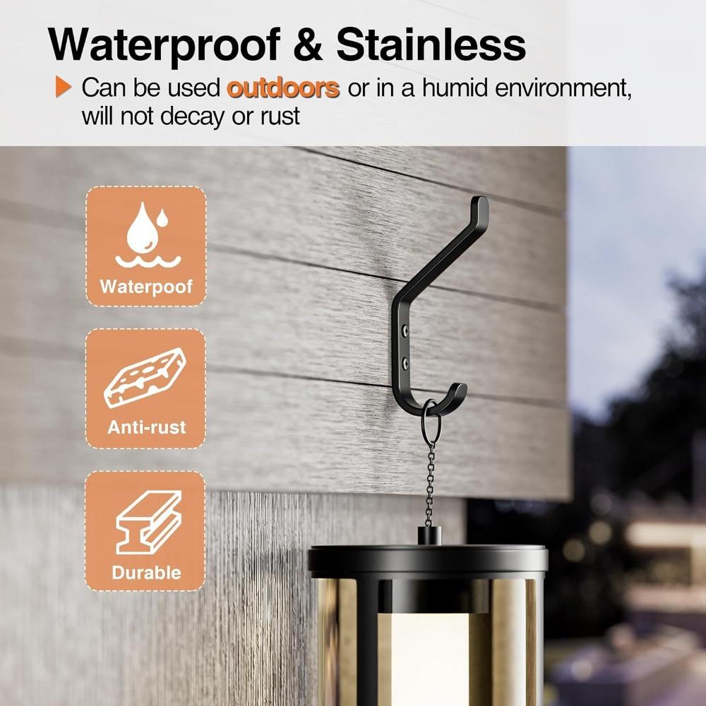 1/4Pcs Simple Black Coat Hook Stainless Steel Screw Installation Door Hook Wall Mounted Non-slip Dual Hanging Hook Clothes