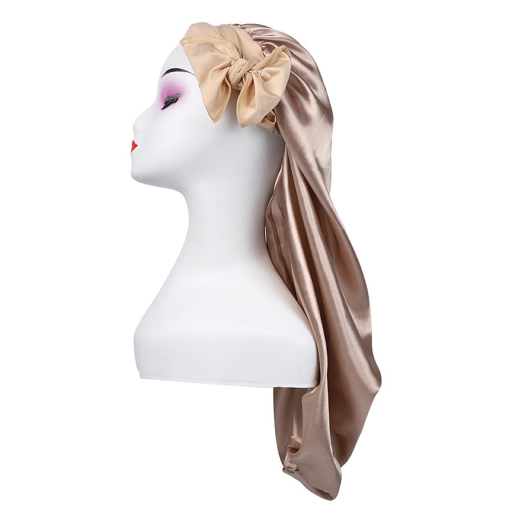 Touca Longa de Cetim de Seda para Mulheres - Proteção Capilar com Laço