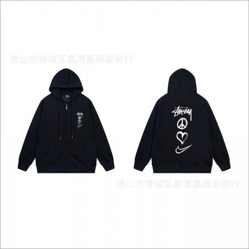 Unisex mikina s kapucí na zip s potiskem Bavlněný svetr Lehká podzimní zimní neformální svrchní oblečení