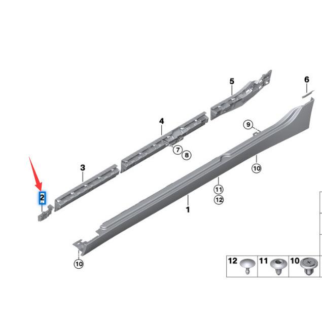 Front Side Member Bracket for BMW 1 Series F52, Part Numbers 51777373355/51777373356