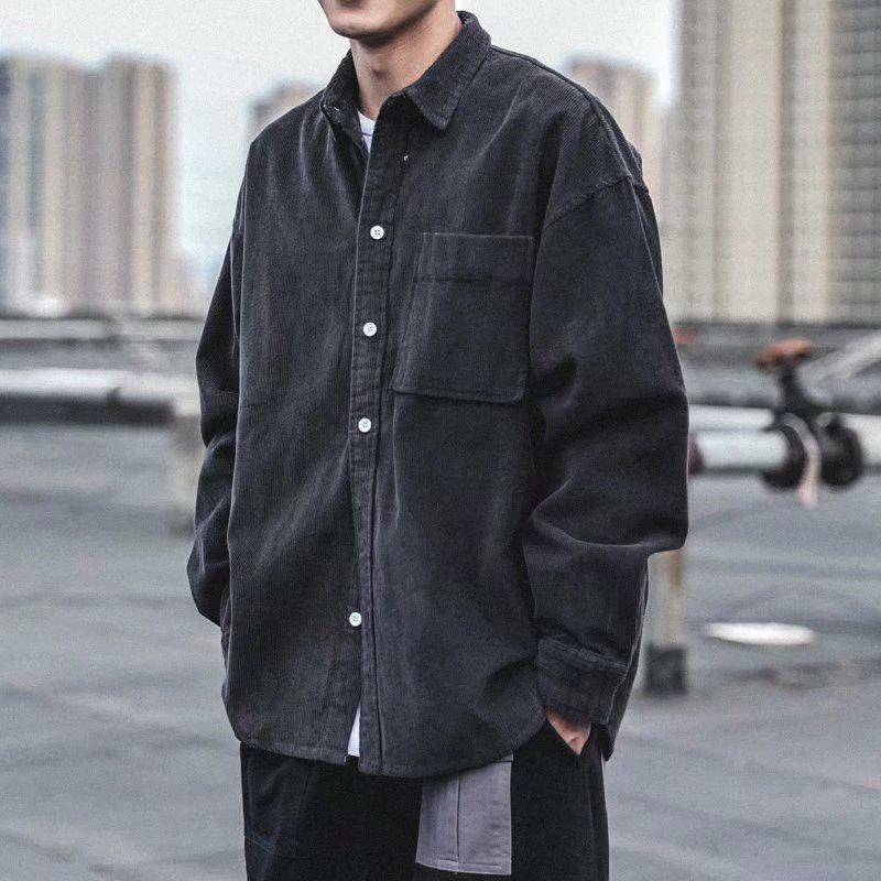 Men's Retro Corduroy Jacket - Spring/Autumn Loose Fit, Plus Size Casual Trend