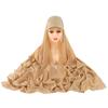 Women's Solid Color Hijab Scarf & Cotton Baseball Cap 2-Piece Set Chiffon Headscarf with Adjustable Cap Fashionable Hijab Combo