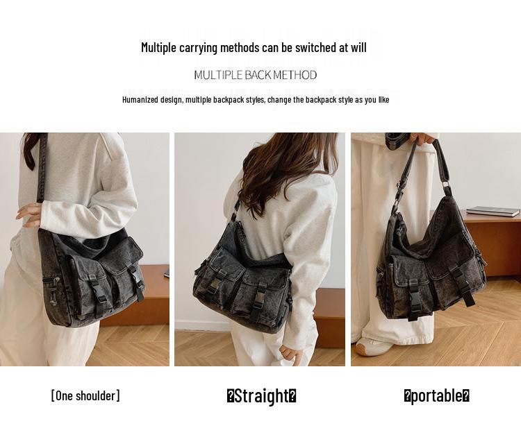 Geantă Crossbody din Denim pentru Femei - Capacitate Mare, Multi-Buzunare, Geantă de Umăr Casual Versatilă