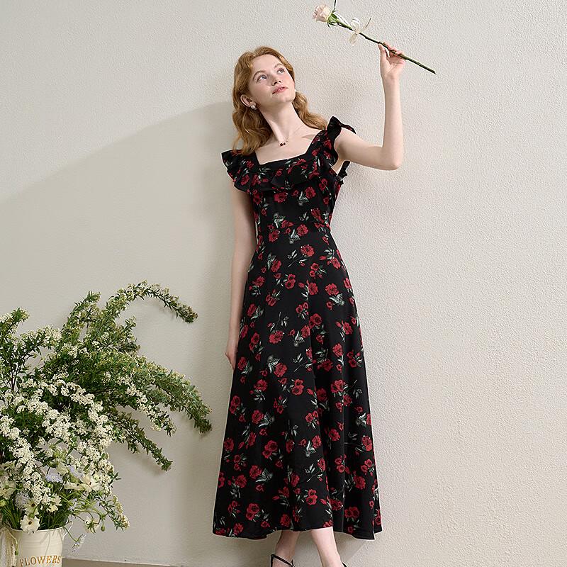 

Xiyu French Romantic Ruffle Sleeve Maxi Dress XL