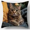 Chic Lovely Cat Pillow Cover Cushion Pillowcase Modern Style Durable Soft Polyester Home Decor, Bedroom Accessory