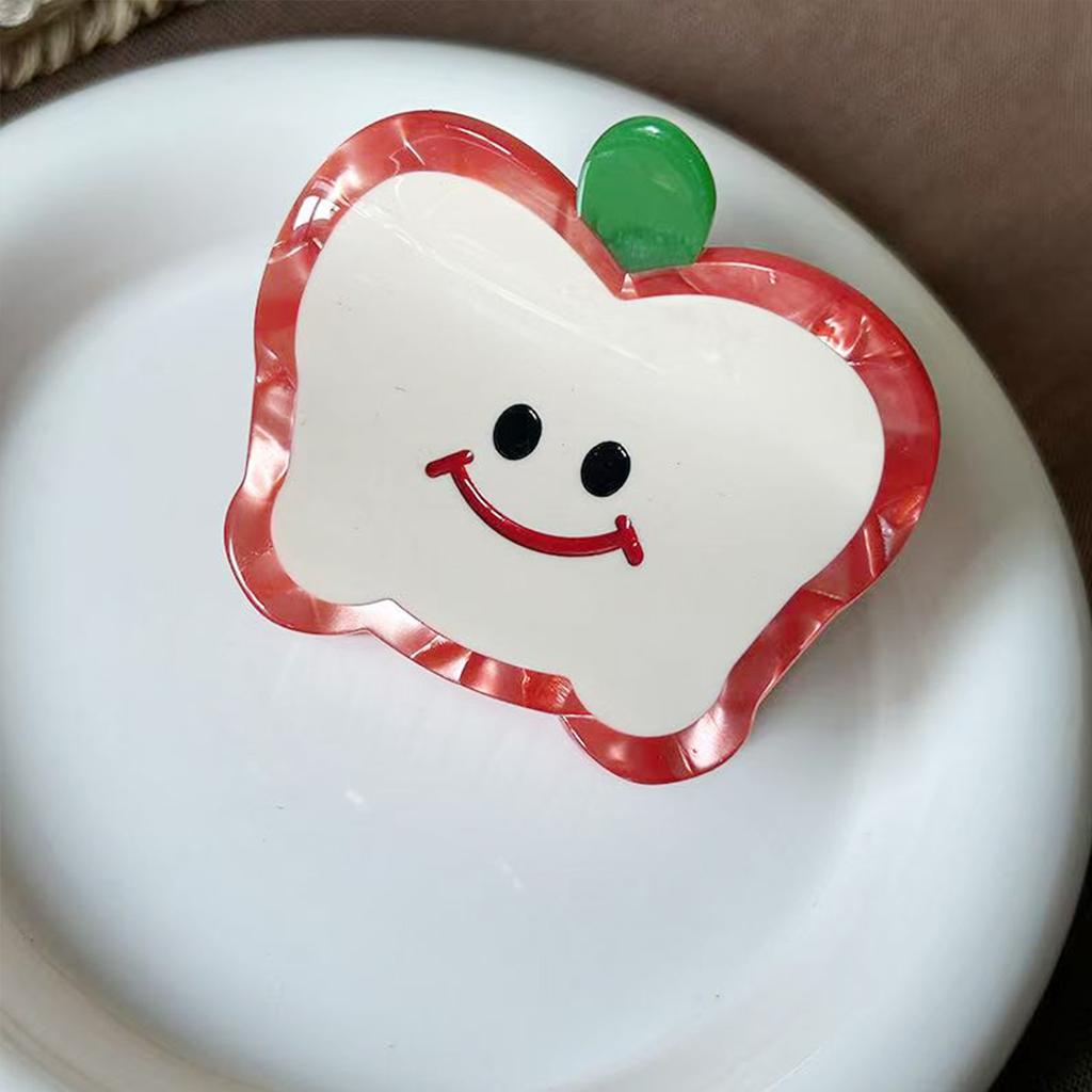 1pc apple smiley face grab clip female acetate hairpin cute pan hair shark clip