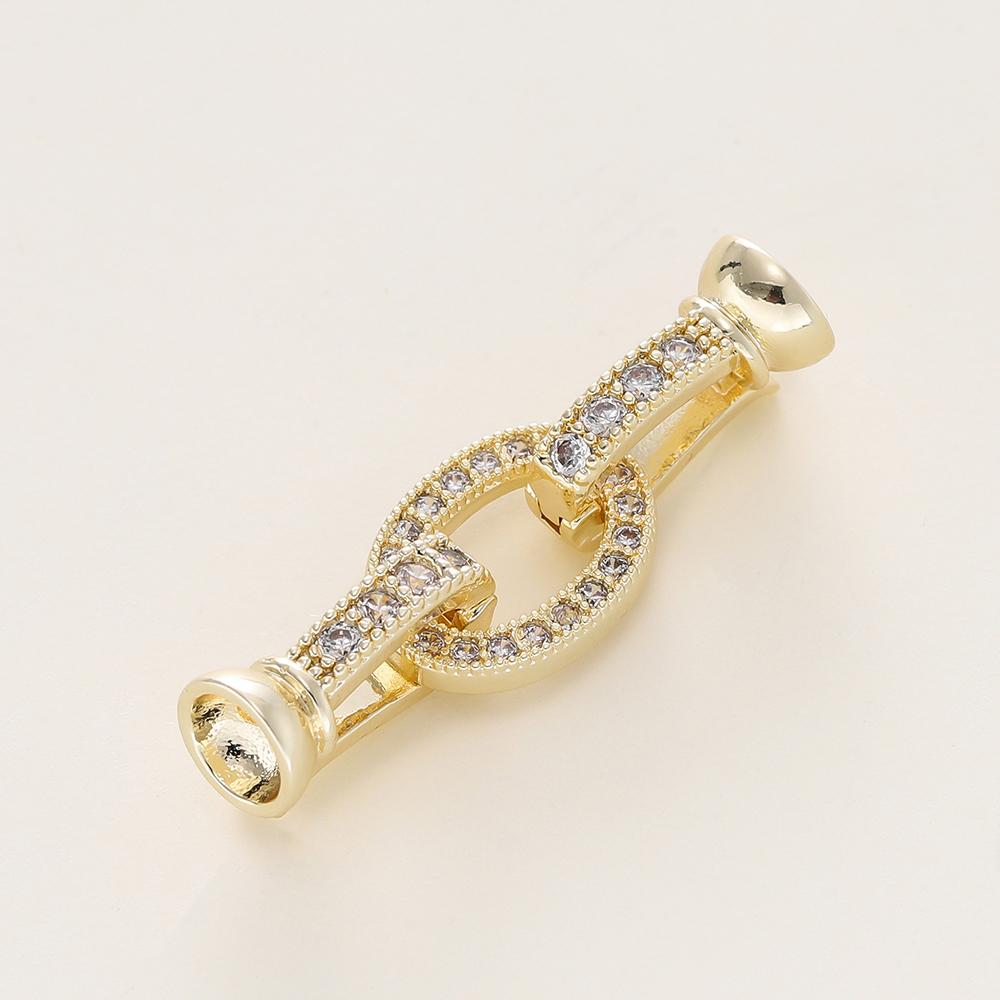 1/2Pcs/Pack 14/18K Gold Plated Inlaid Zircon Connector End Caps Fastener Clasps for DIY Jewelry Bracelet Making Accessories