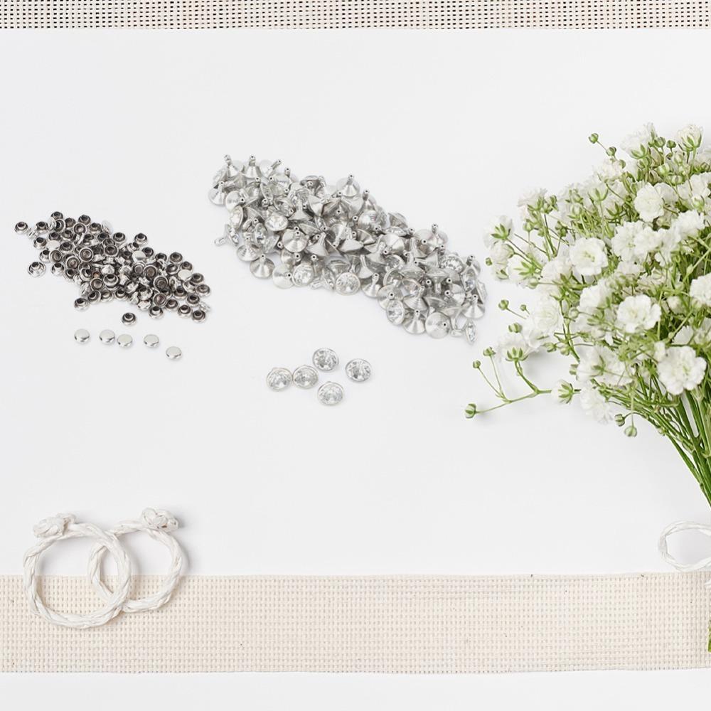 

100pcs 10mm Size Leathercraft Rivets White Crystal Crystal Rivets DIY Leather Craft серебряный