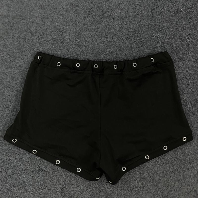 Summer Black Rivet Decoration Personalized Trend Slim Fit Street Fashion Hot Pants