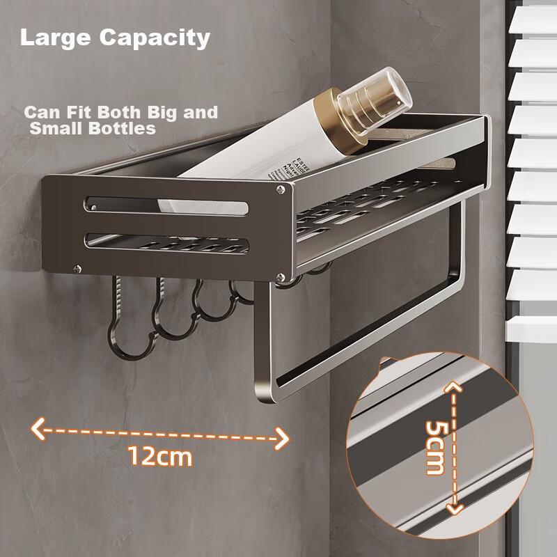 Baihan Bathroom Storage Rack, No Drilling Required, Wall-Mounted Hooks for Toilet, Washroom, Sink, Corner Shelf, Shower Room