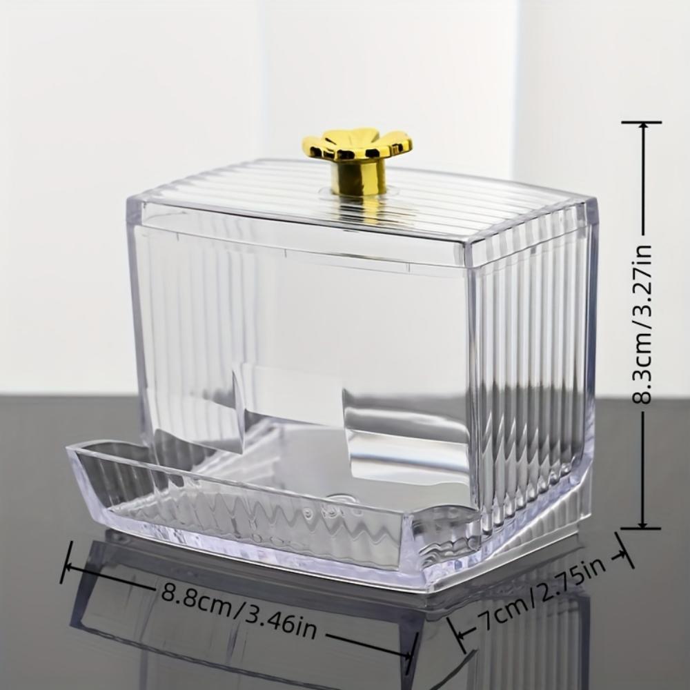 1pc Dispenser For Swab, Clear Plastic Apothecary Jar, Bathroom Canister Storage Box, Vanity Makeup Organizer With Lids