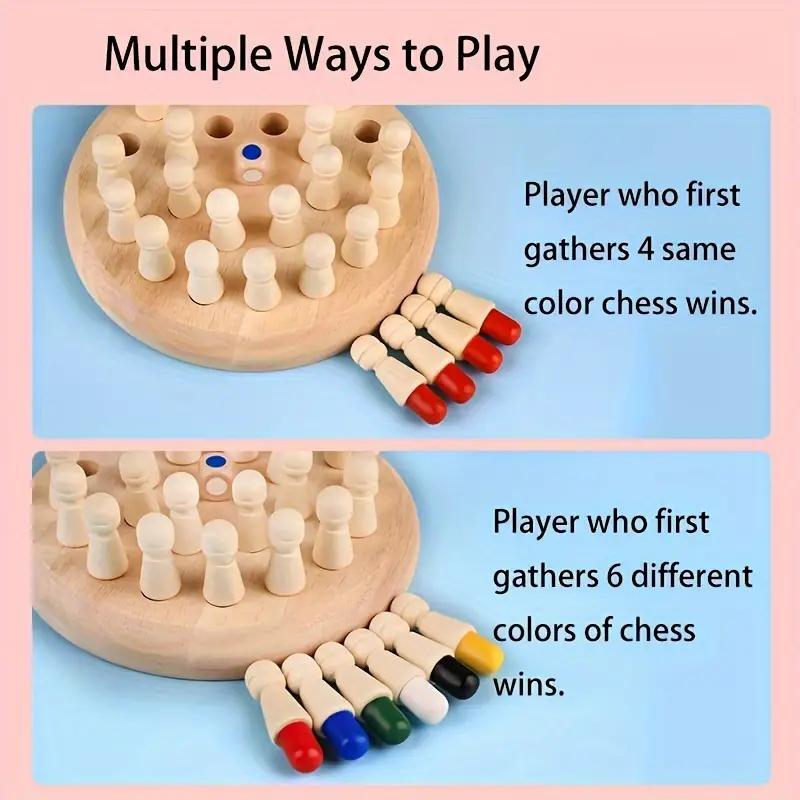 Color Memory Match Game for Kids, Wooden Memory Chess Game, Brain Training Concentration Game, Educational Toys for Preschoolers