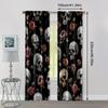 2pcs, Creative Curtains Grey Skull & Floral Peel Versatile 100% Polyester (without Rod) Stuff Clearance Ldeal for Bedroom,