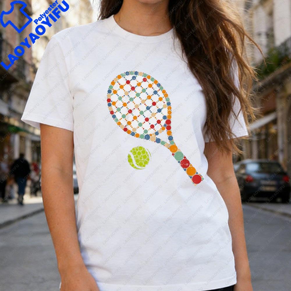 Retro Tennis Player  Ball with Polka Dots Happy Dot Day Boy TShirt Women Summer Tees Outdoor Sports Enthusiasts Clothes